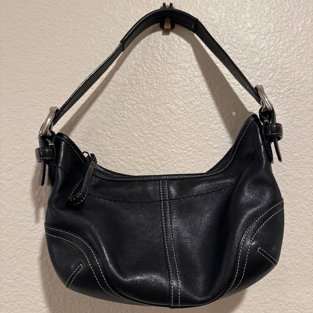Coach Vintage Handbag Black Leather 9541 Small Hobo Shoulder Purse